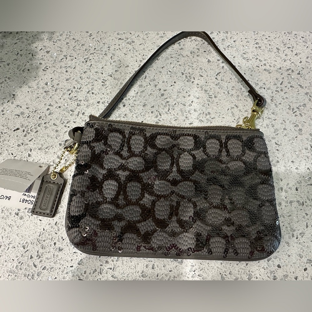 Coach Signature Poppy Sequin Small Wristlet
